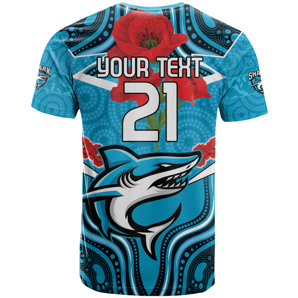 Custom Sharks Rugby ANZAC T Shirt Gallipoli Soldier With Aboriginal Art