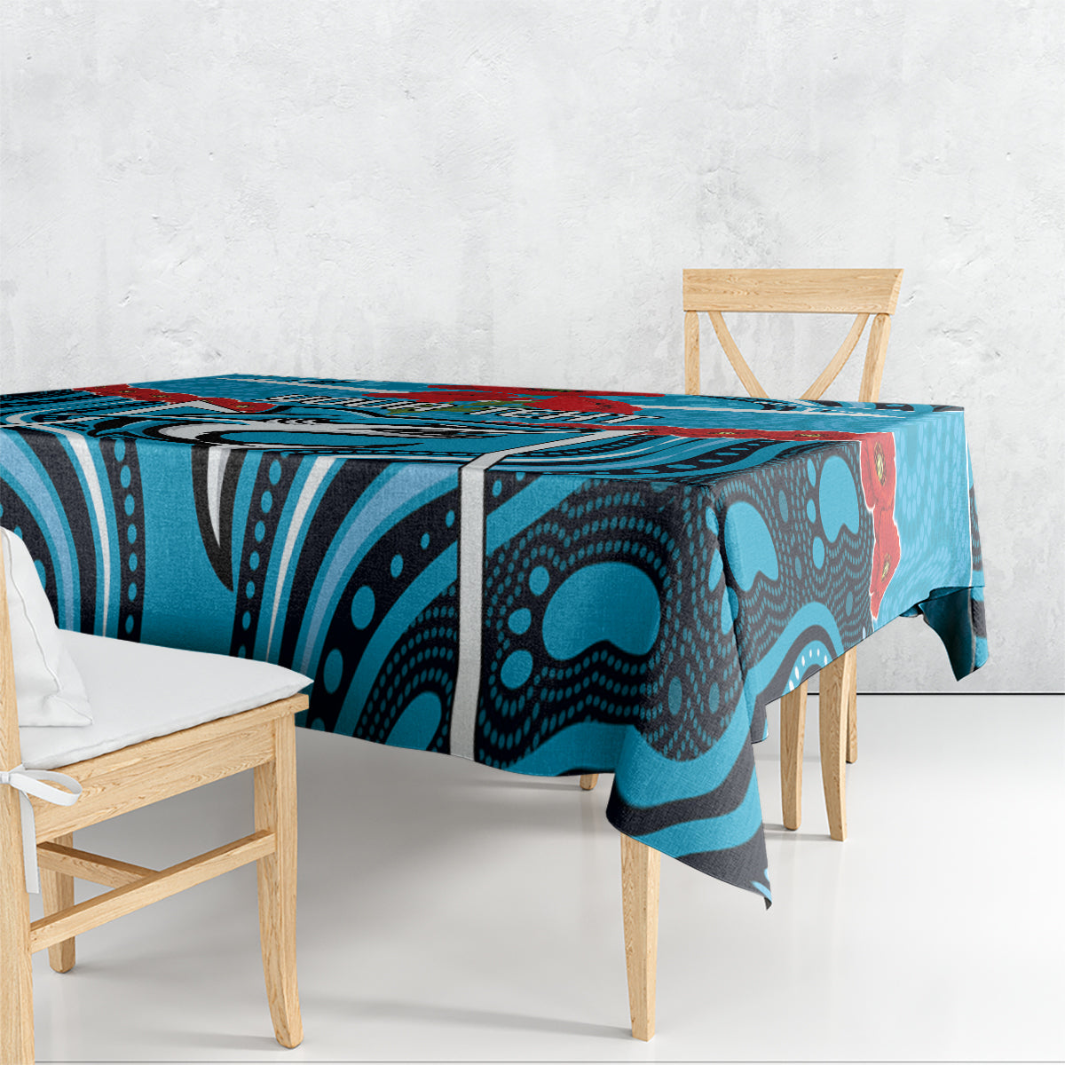 Custom Sharks Rugby ANZAC Tablecloth Gallipoli Soldier With Aboriginal Art