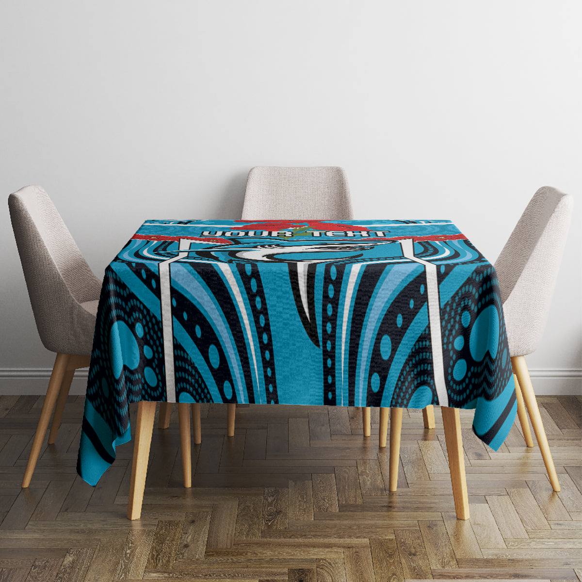 Custom Sharks Rugby ANZAC Tablecloth Gallipoli Soldier With Aboriginal Art