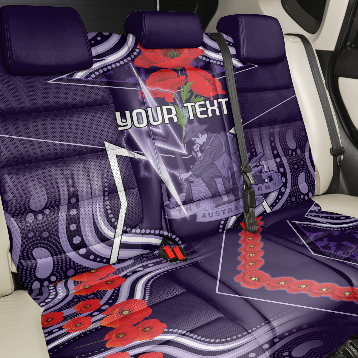 Custom Storm Rugby ANZAC Back Car Seat Cover Melbourne Gallipoli Soldier With Aboriginal Art