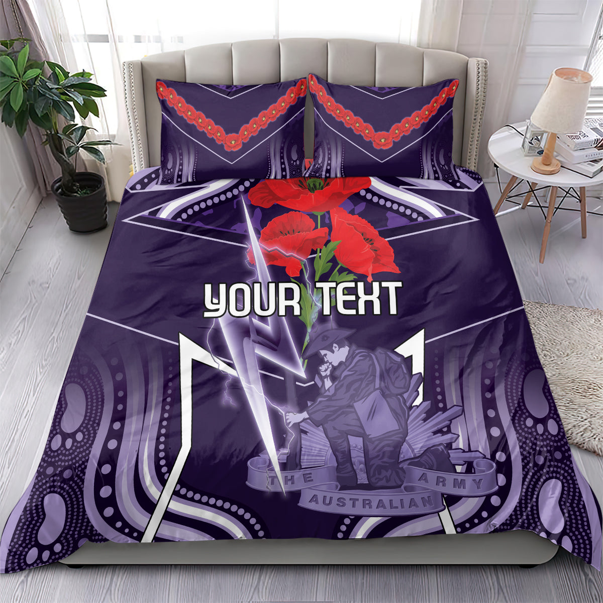 Custom Storm Rugby ANZAC Bedding Set Melbourne Gallipoli Soldier With Aboriginal Art