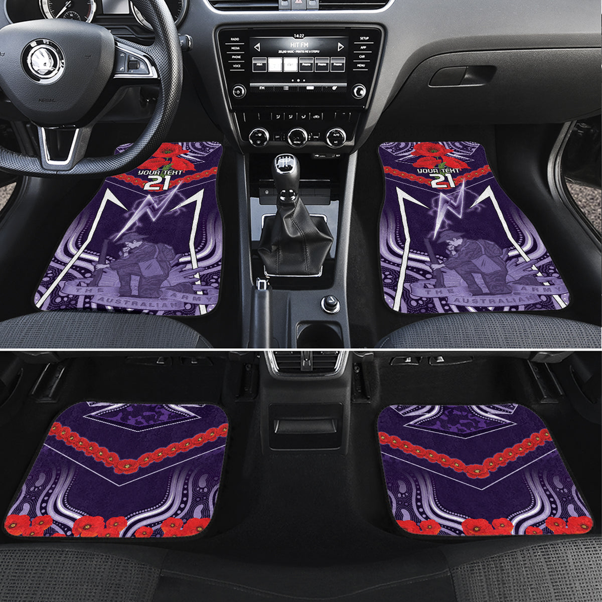 Custom Storm Rugby ANZAC Car Mats Melbourne Gallipoli Soldier With Aboriginal Art