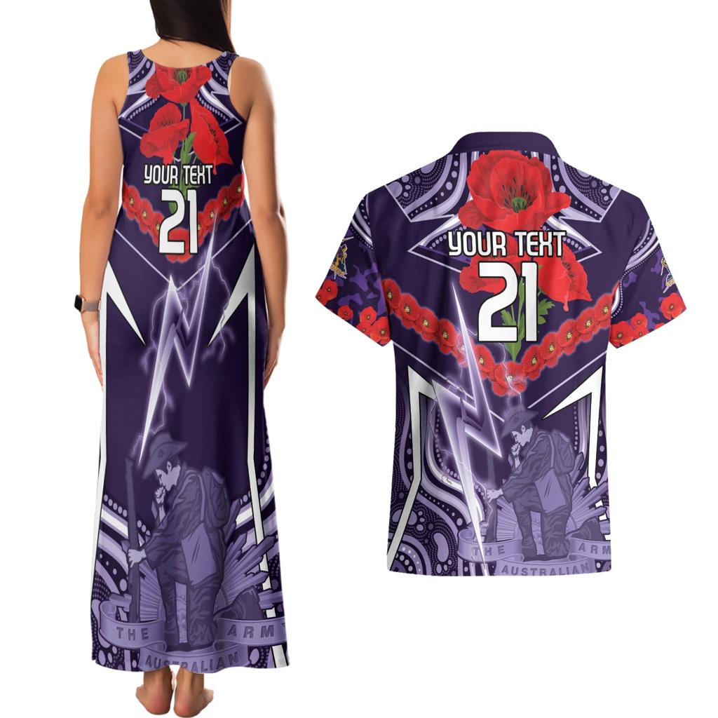 Custom Storm Rugby ANZAC Couples Matching Tank Maxi Dress and Hawaiian Shirt Melbourne Gallipoli Soldier With Aboriginal Art