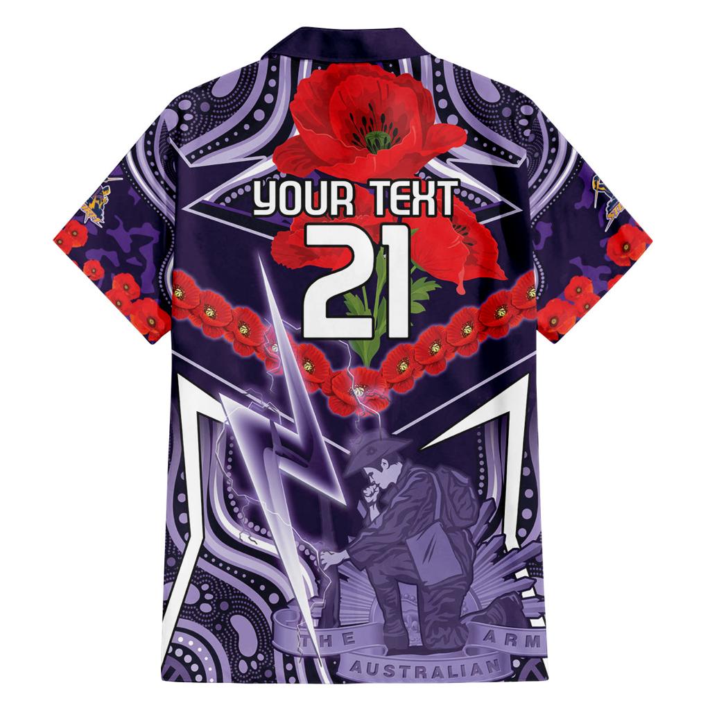 Custom Storm Rugby ANZAC Family Matching Long Sleeve Bodycon Dress and Hawaiian Shirt Melbourne Gallipoli Soldier With Aboriginal Art