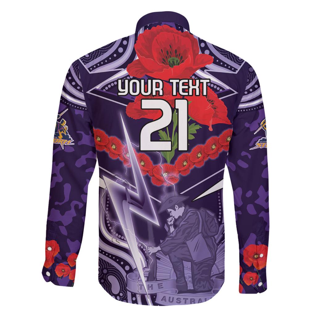 Custom Storm Rugby ANZAC Family Matching Long Sleeve Bodycon Dress and Hawaiian Shirt Melbourne Gallipoli Soldier With Aboriginal Art