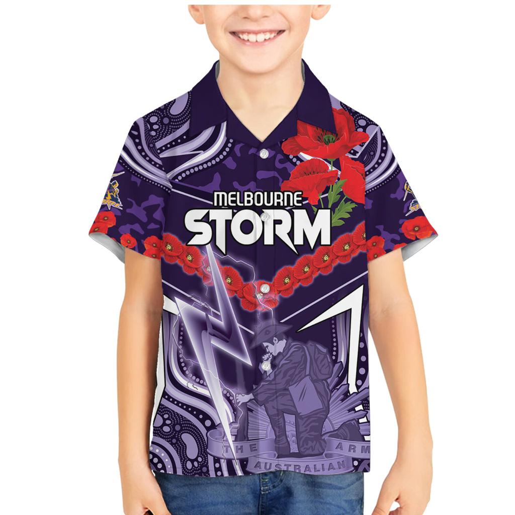 Custom Storm Rugby ANZAC Family Matching Mermaid Dress and Hawaiian Shirt Melbourne Gallipoli Soldier With Aboriginal Art