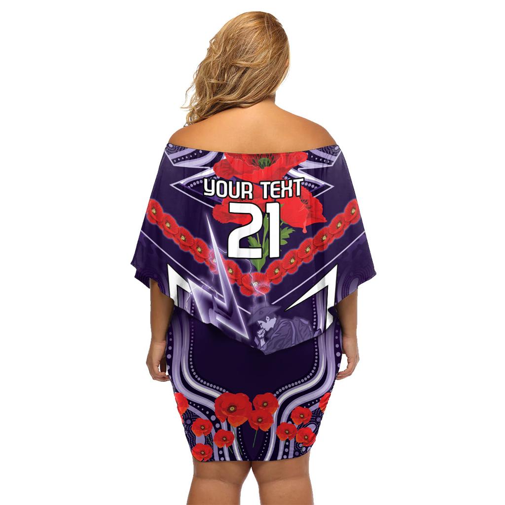 Custom Storm Rugby ANZAC Family Matching Off Shoulder Short Dress and Hawaiian Shirt Melbourne Gallipoli Soldier With Aboriginal Art