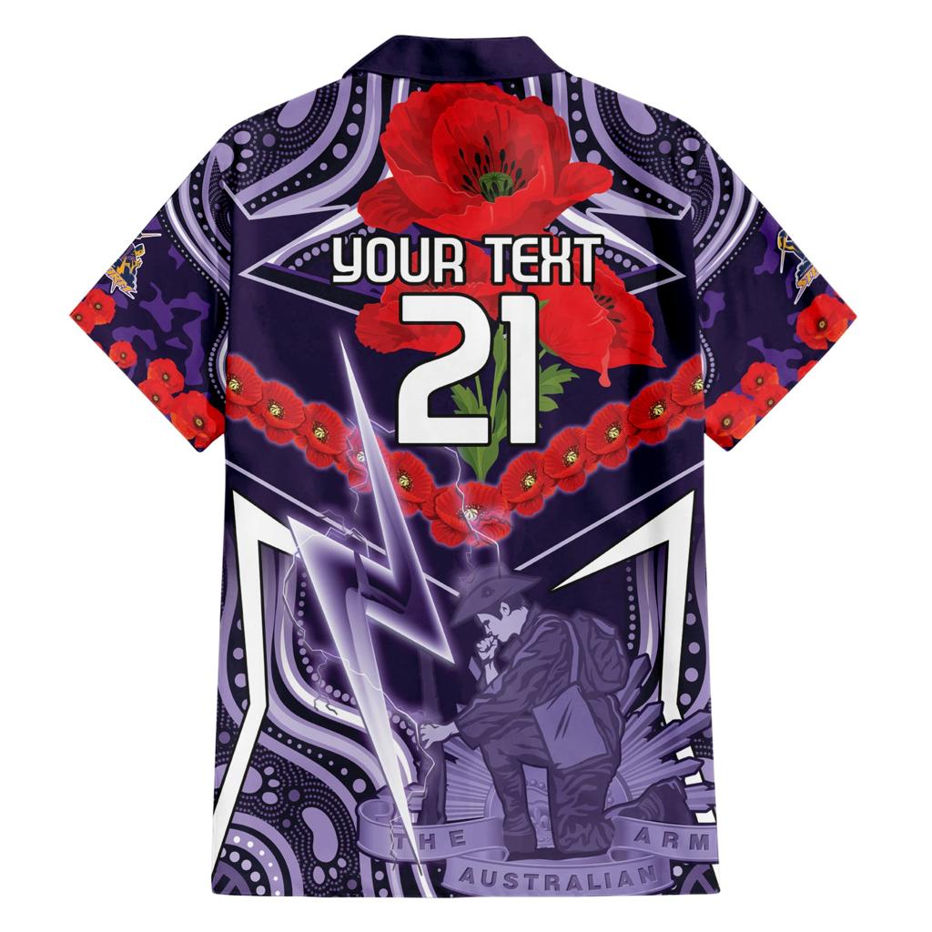 Custom Storm Rugby ANZAC Family Matching Short Sleeve Bodycon Dress and Hawaiian Shirt Melbourne Gallipoli Soldier With Aboriginal Art