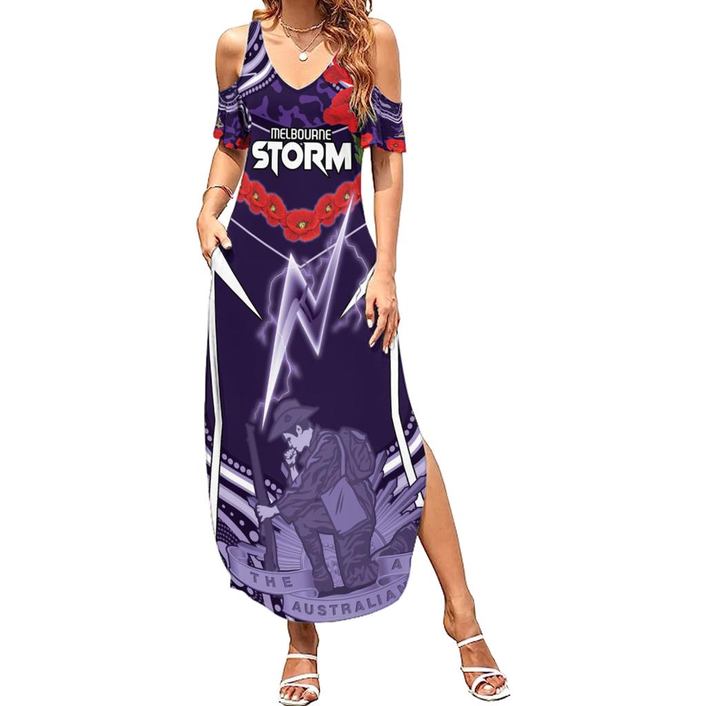 Custom Storm Rugby ANZAC Family Matching Summer Maxi Dress and Hawaiian Shirt Melbourne Gallipoli Soldier With Aboriginal Art