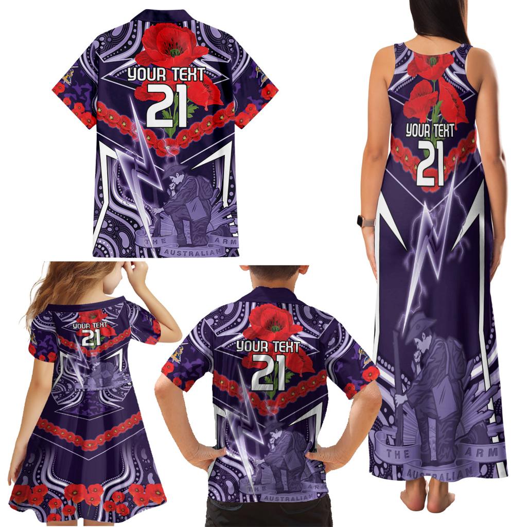 Custom Storm Rugby ANZAC Family Matching Tank Maxi Dress and Hawaiian Shirt Melbourne Gallipoli Soldier With Aboriginal Art