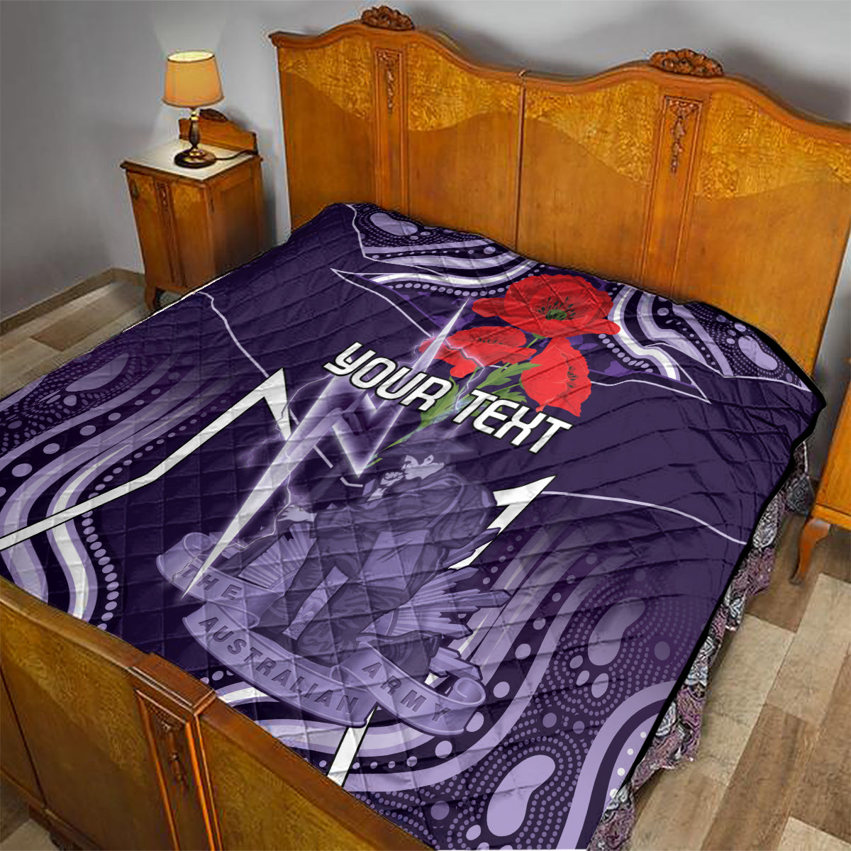 Custom Storm Rugby ANZAC Quilt Melbourne Gallipoli Soldier With Aboriginal Art