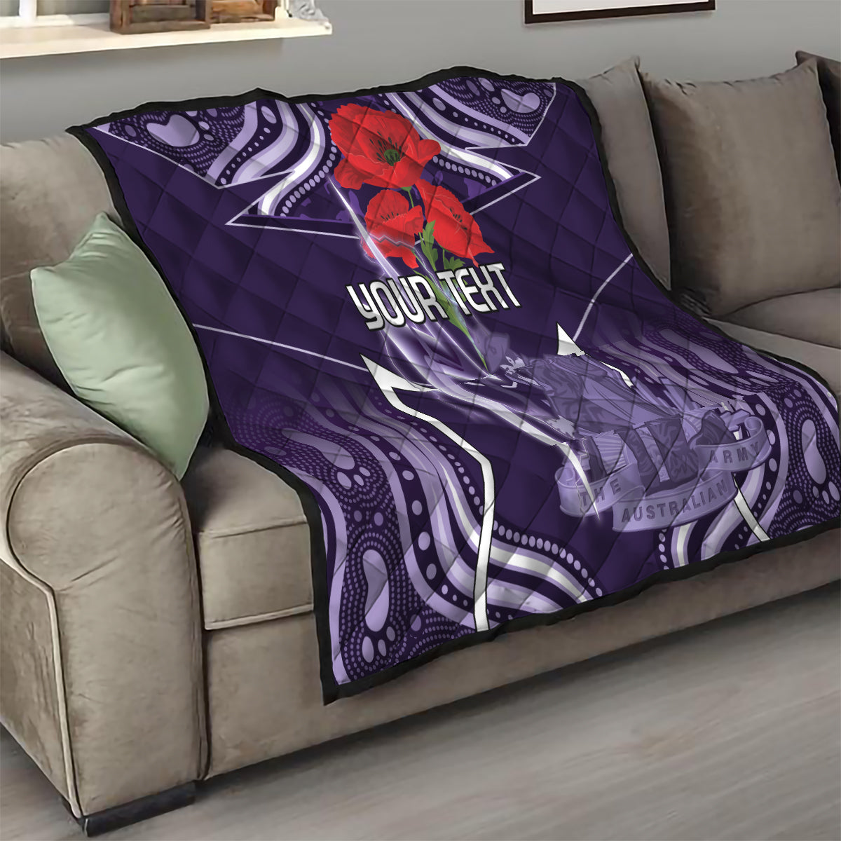 Custom Storm Rugby ANZAC Quilt Melbourne Gallipoli Soldier With Aboriginal Art