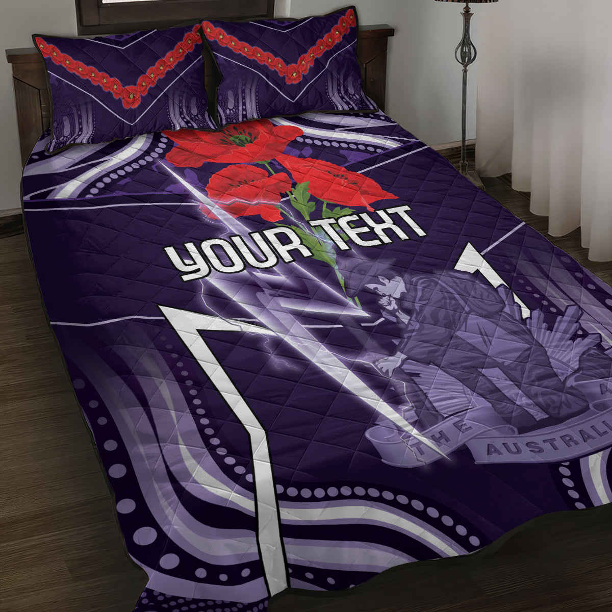 Custom Storm Rugby ANZAC Quilt Bed Set Melbourne Gallipoli Soldier With Aboriginal Art