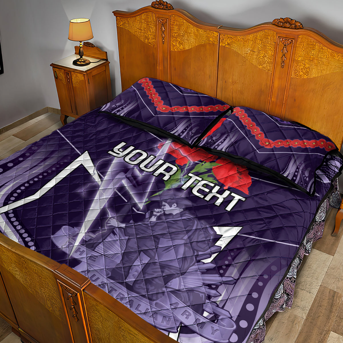 Custom Storm Rugby ANZAC Quilt Bed Set Melbourne Gallipoli Soldier With Aboriginal Art