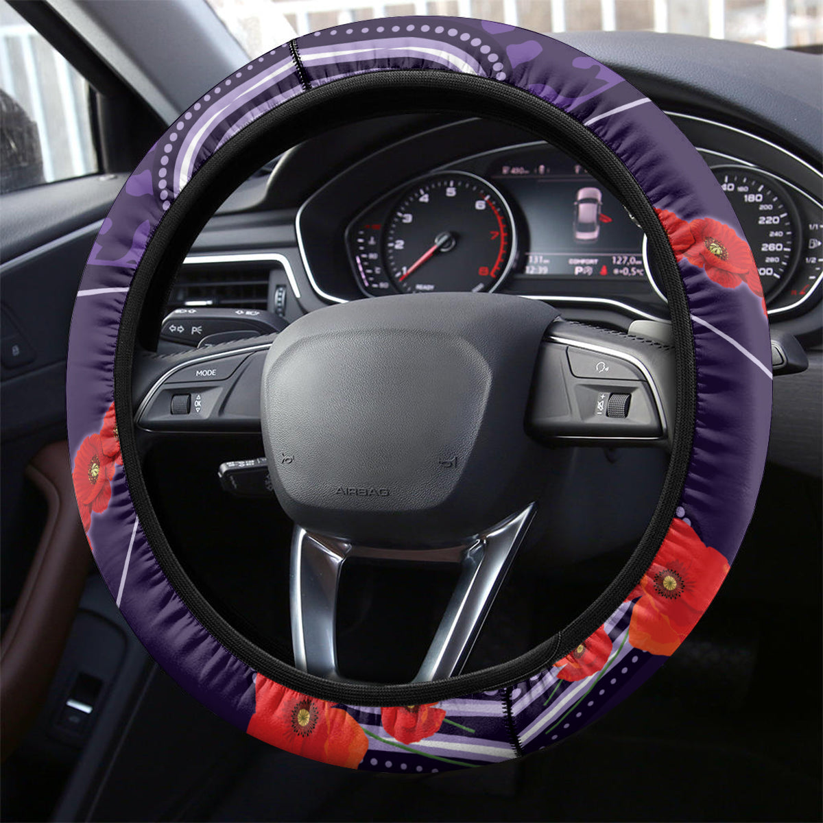 Storm Rugby ANZAC Steering Wheel Cover Melbourne Gallipoli Soldier With Aboriginal Art