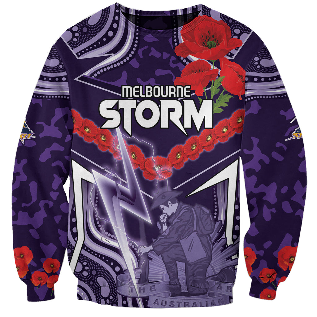 Custom Storm Rugby ANZAC Sweatshirt Melbourne Gallipoli Soldier With Aboriginal Art