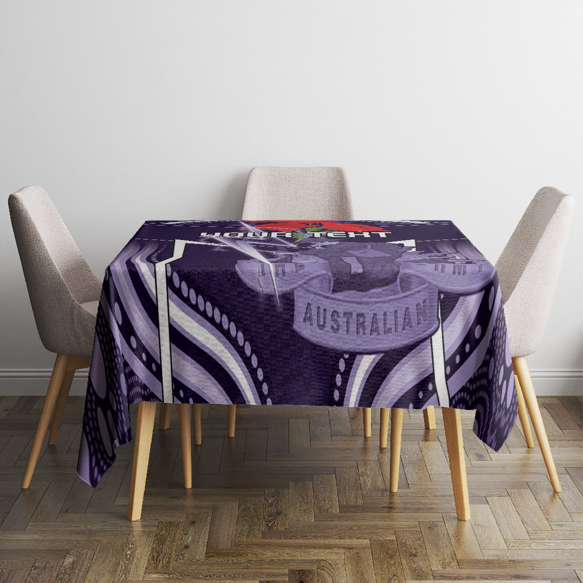 Custom Storm Rugby ANZAC Tablecloth Melbourne Gallipoli Soldier With Aboriginal Art