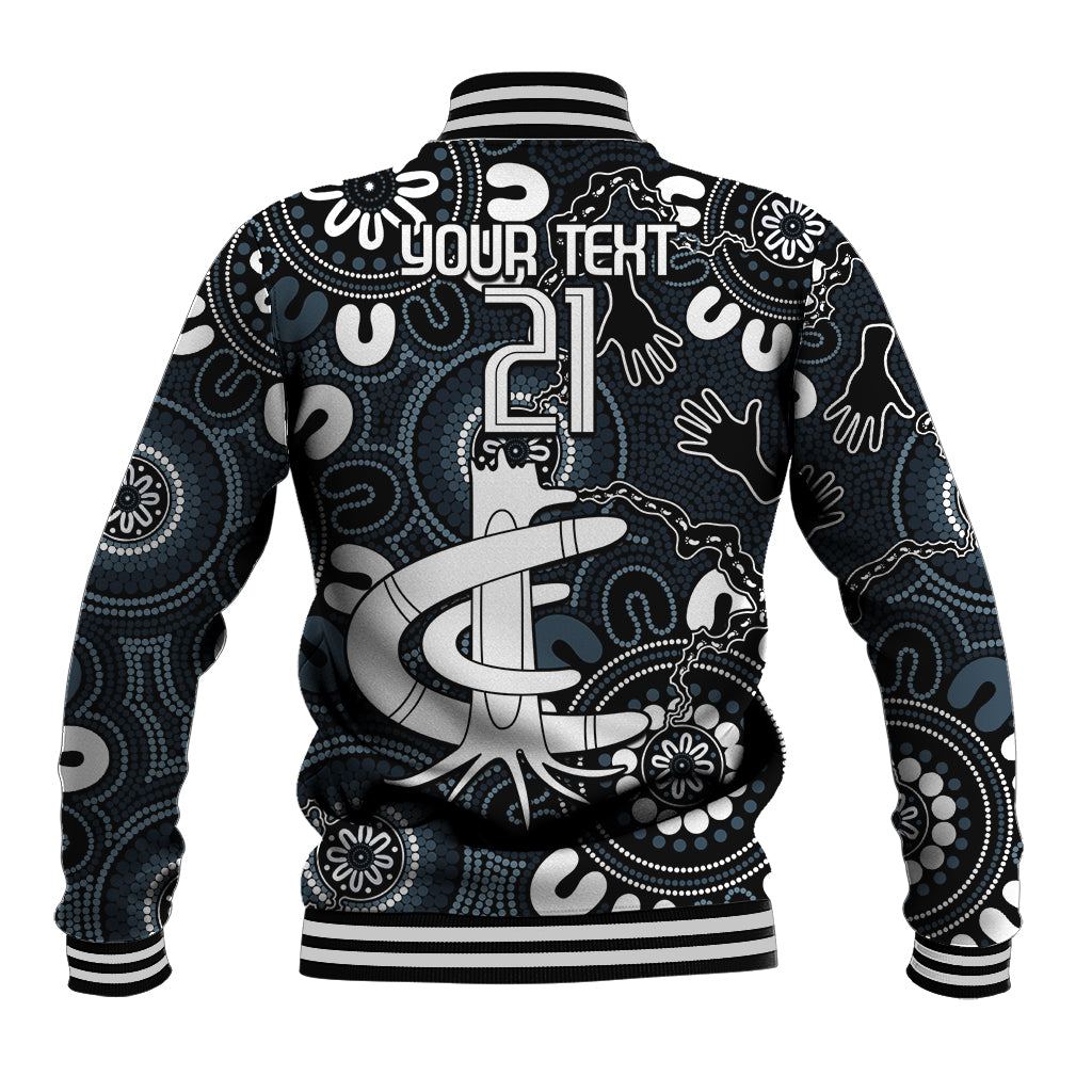 Custom Carlton Blues NAIDOC Week 2024 Baseball Jacket Fire Burning Aboriginal Dots Art