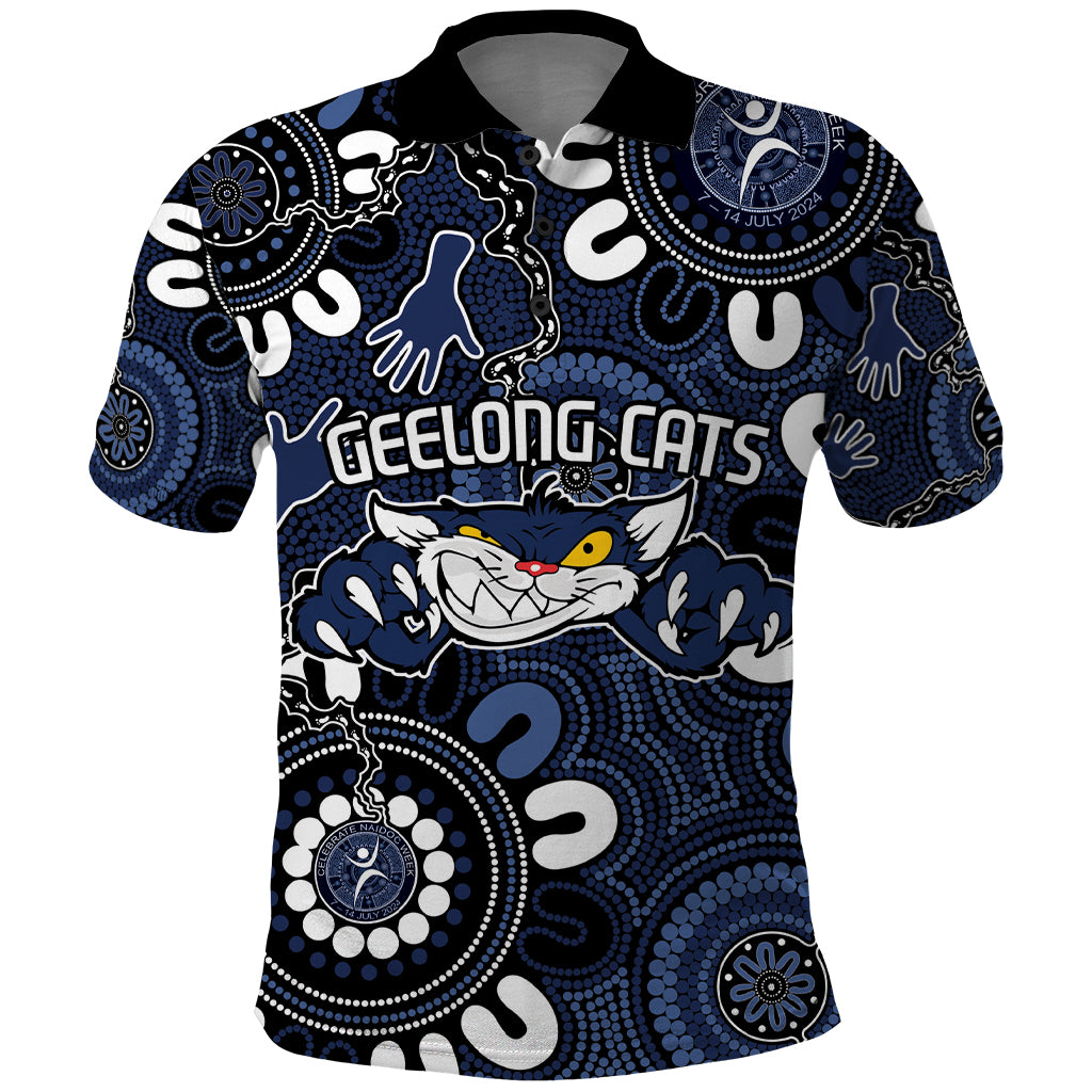 Custom Geelong Cats NAIDOC Week 2024 Polo Shirt Fire Burning Aboriginal Dots Art