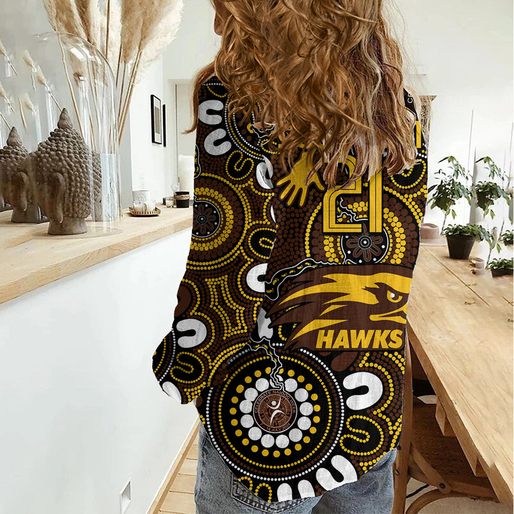 Custom Hawthorn NAIDOC Week 2024 Women Casual Shirt Fire Burning Aboriginal Dots Art