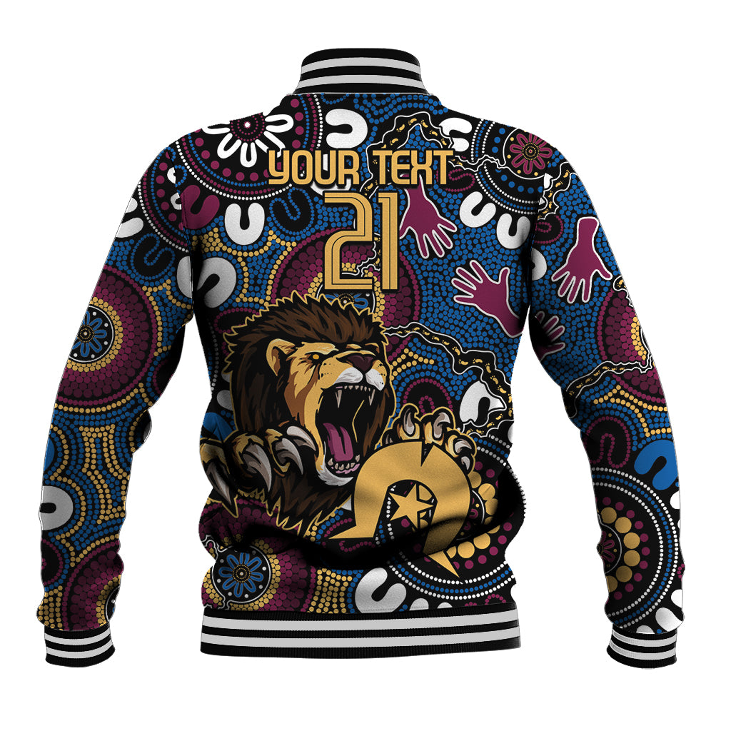 Custom Lions Football NAIDOC Week 2024 Baseball Jacket Fire Burning Aboriginal Dots Art