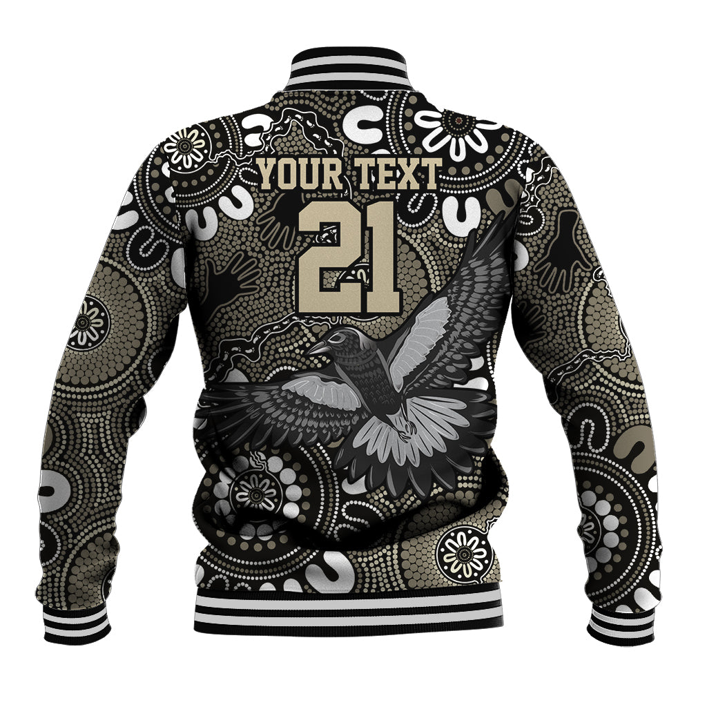 Custom Magpies NAIDOC Week 2024 Baseball Jacket Fire Burning Aboriginal Dots Art