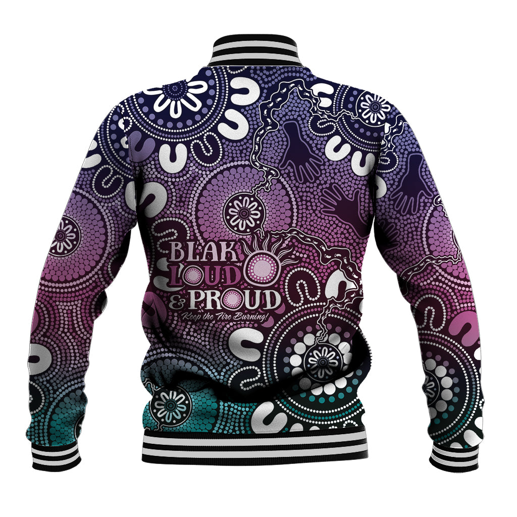 NAIDOC Week 2024 Fire Burning Baseball Jacket Aboriginal Dots Pink Art