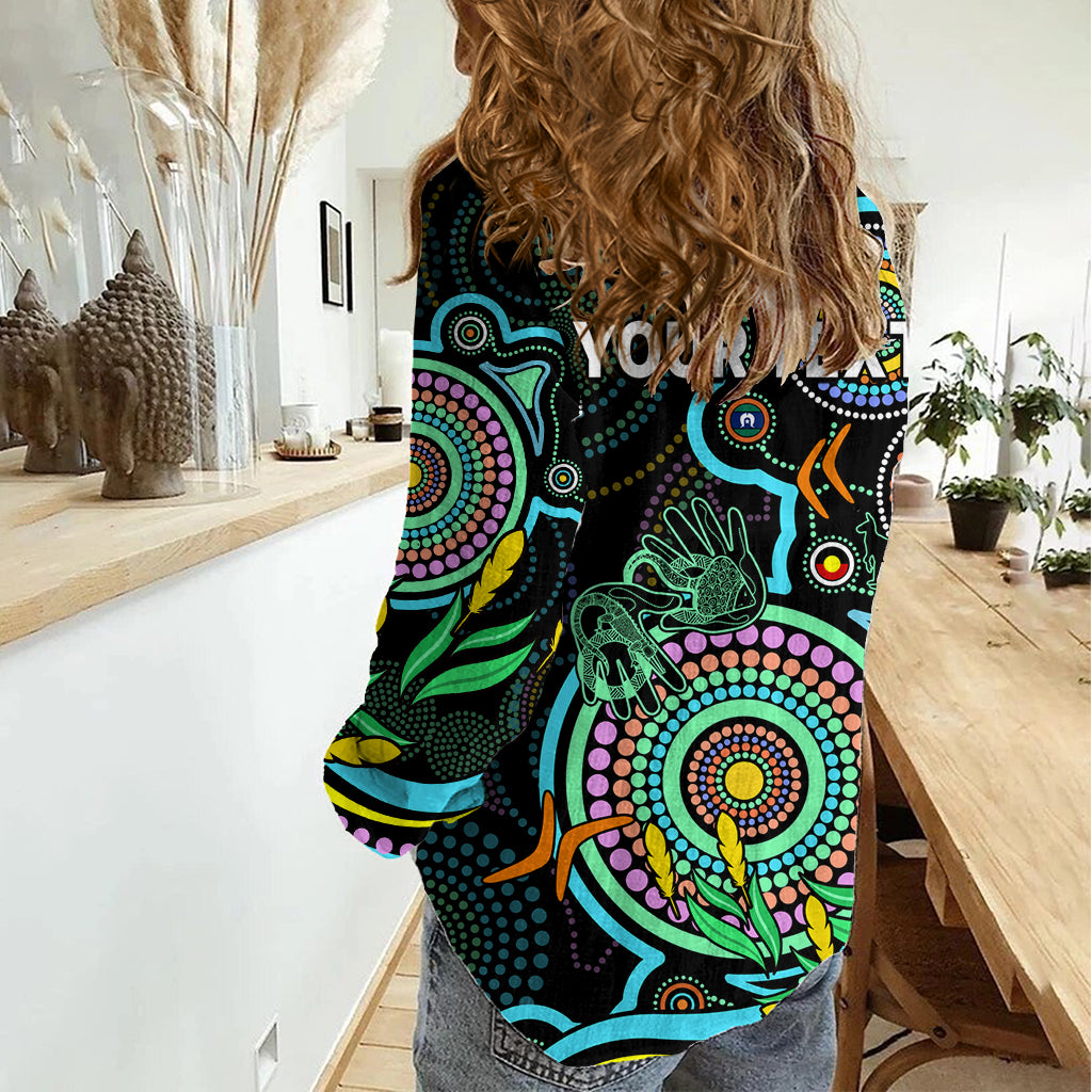 Custom NAIDOC Week 2023 Women Casual Shirt Indigenous Tribal Ver.02 - Aqua LT9