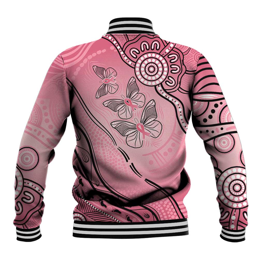 Pink Aboriginal Butterfly Ribbon Cancer Baseball Jacket