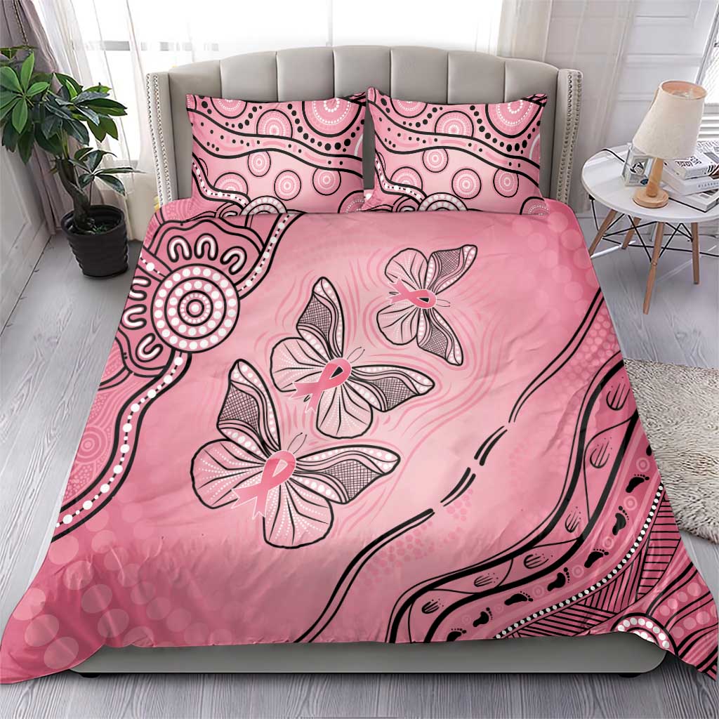 Pink Aboriginal Butterfly Ribbon Cancer Bedding Set