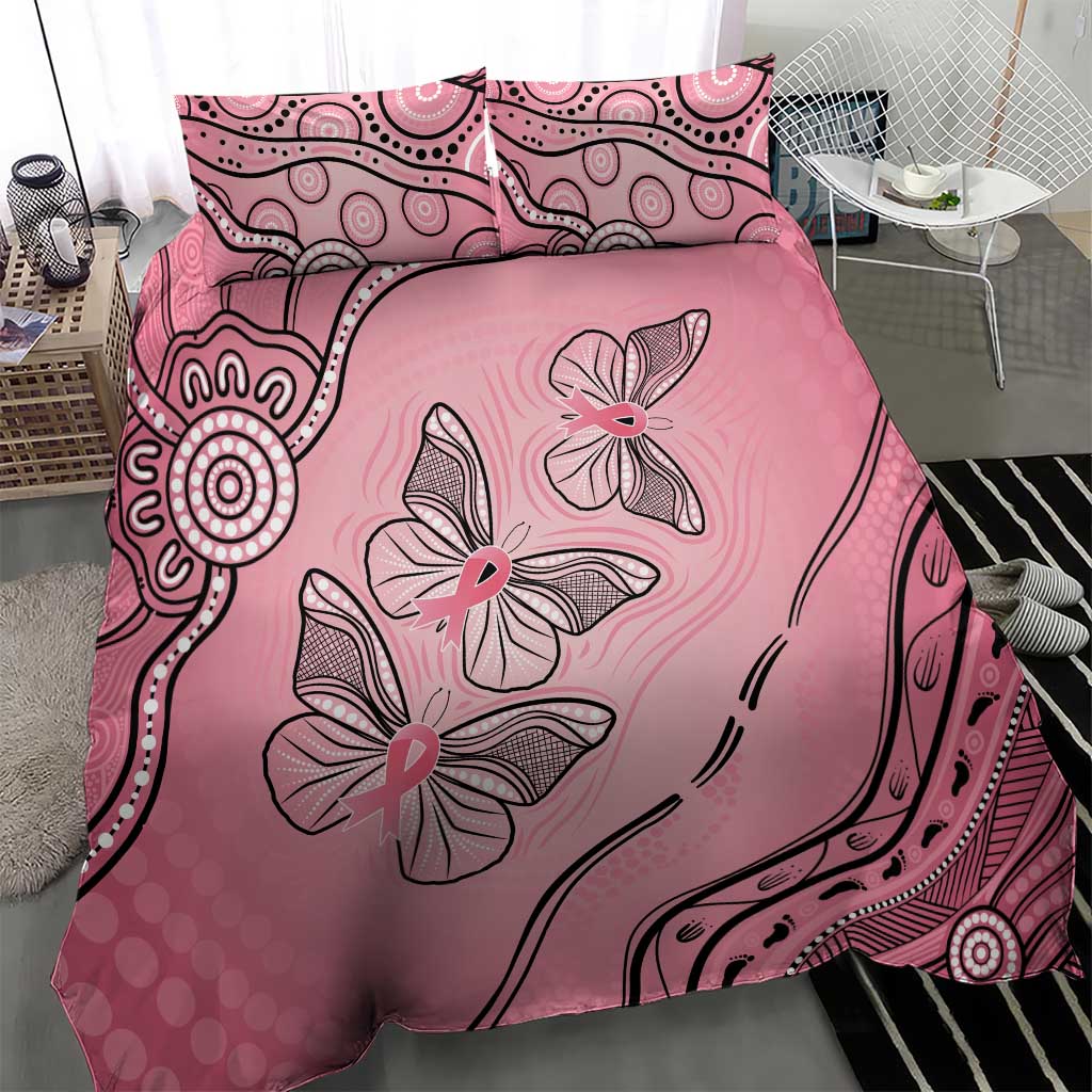 Pink Aboriginal Butterfly Ribbon Cancer Bedding Set