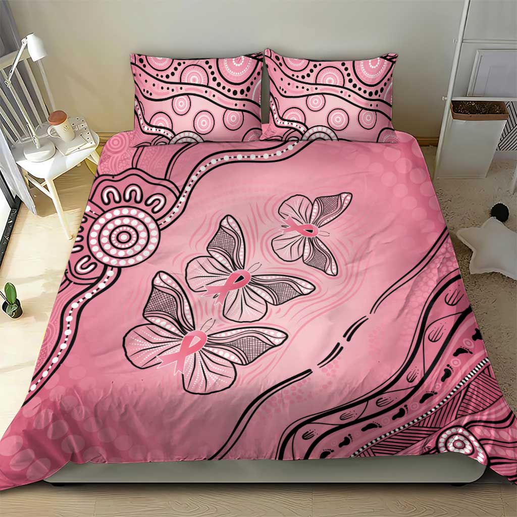 Pink Aboriginal Butterfly Ribbon Cancer Bedding Set