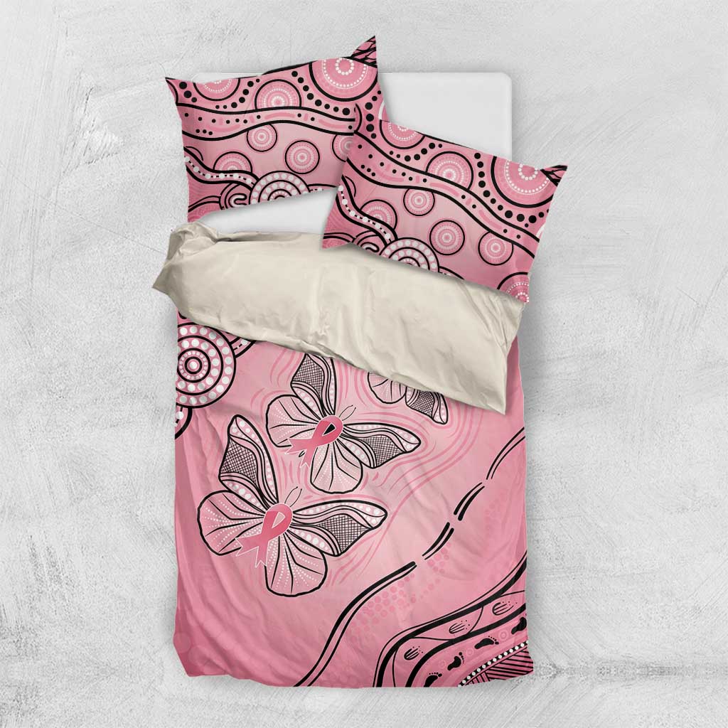 Pink Aboriginal Butterfly Ribbon Cancer Bedding Set