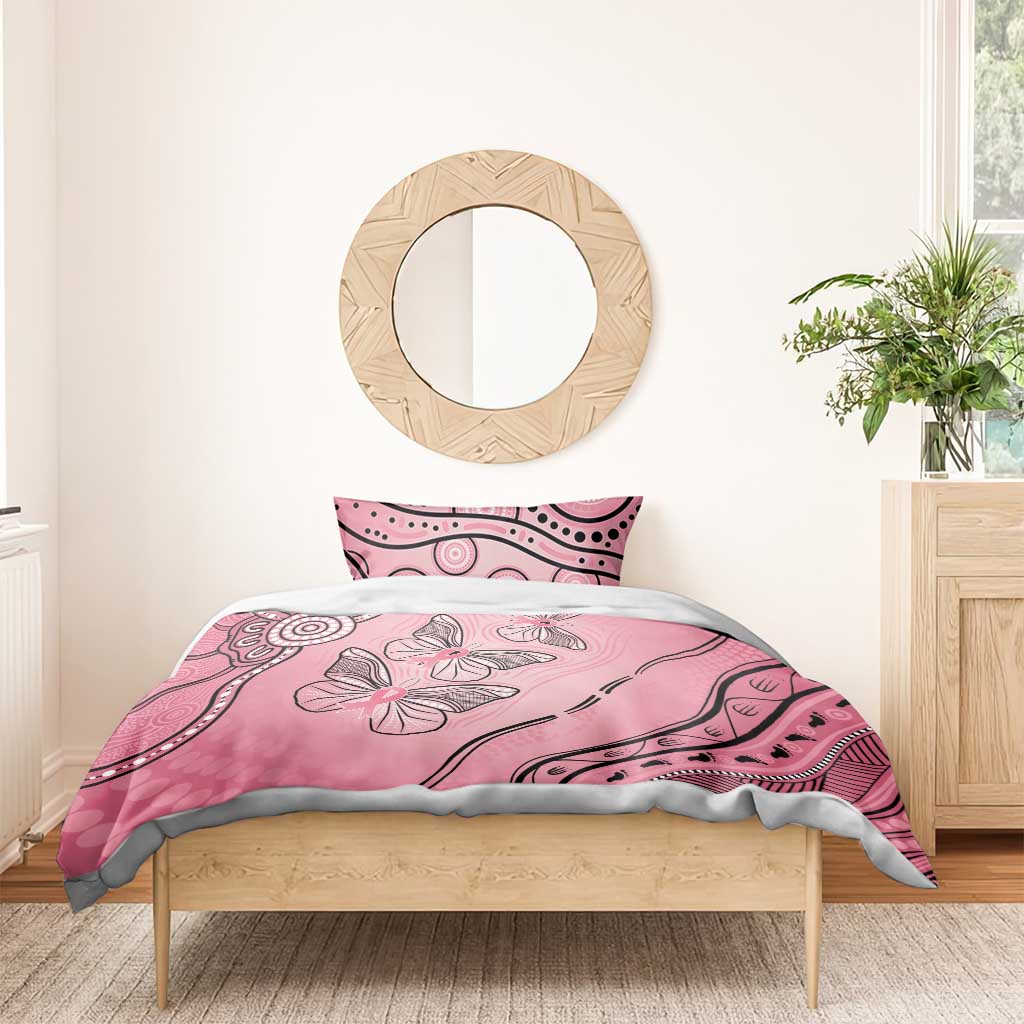 Pink Aboriginal Butterfly Ribbon Cancer Bedding Set