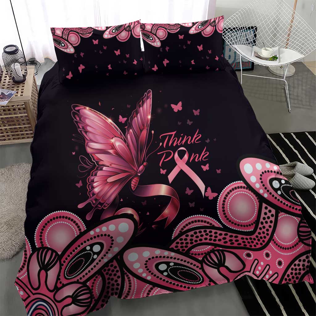 Think Pink Butterfly Ribbon Aboriginal Art Bedding Set