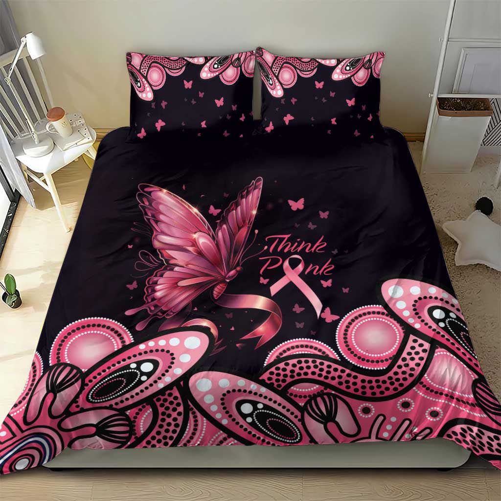 Think Pink Butterfly Ribbon Aboriginal Art Bedding Set