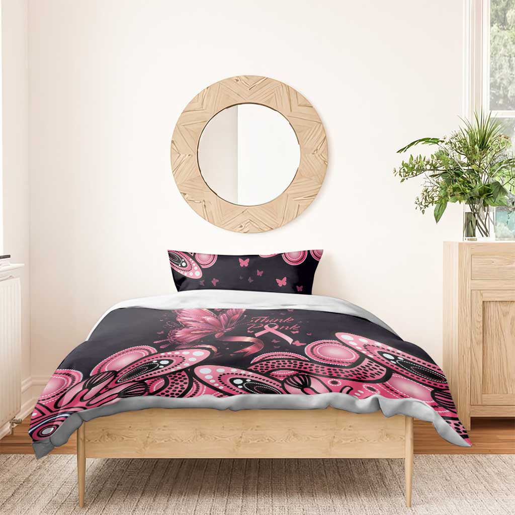 Think Pink Butterfly Ribbon Aboriginal Art Bedding Set