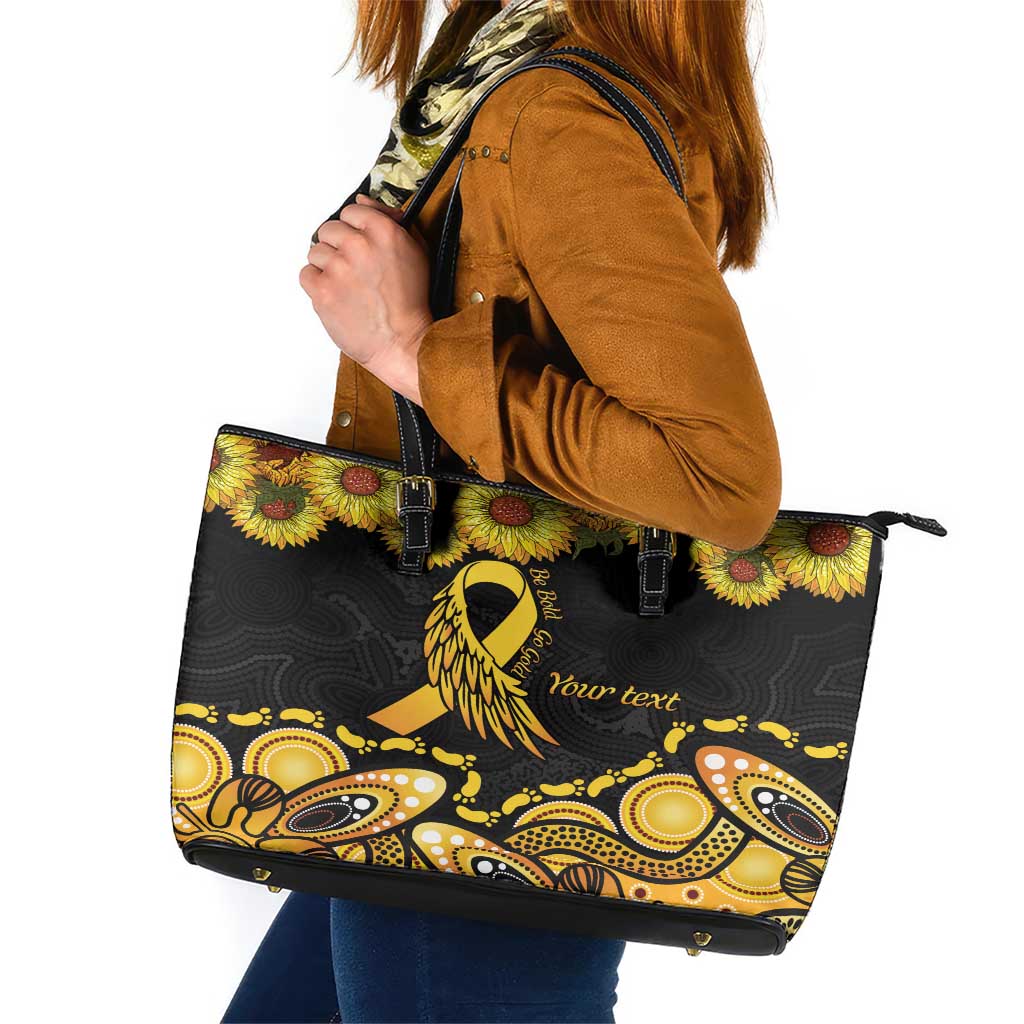 Be Bold Go Gold Aboriginal Ribbon Childhood Personalised Leather Tote Bag