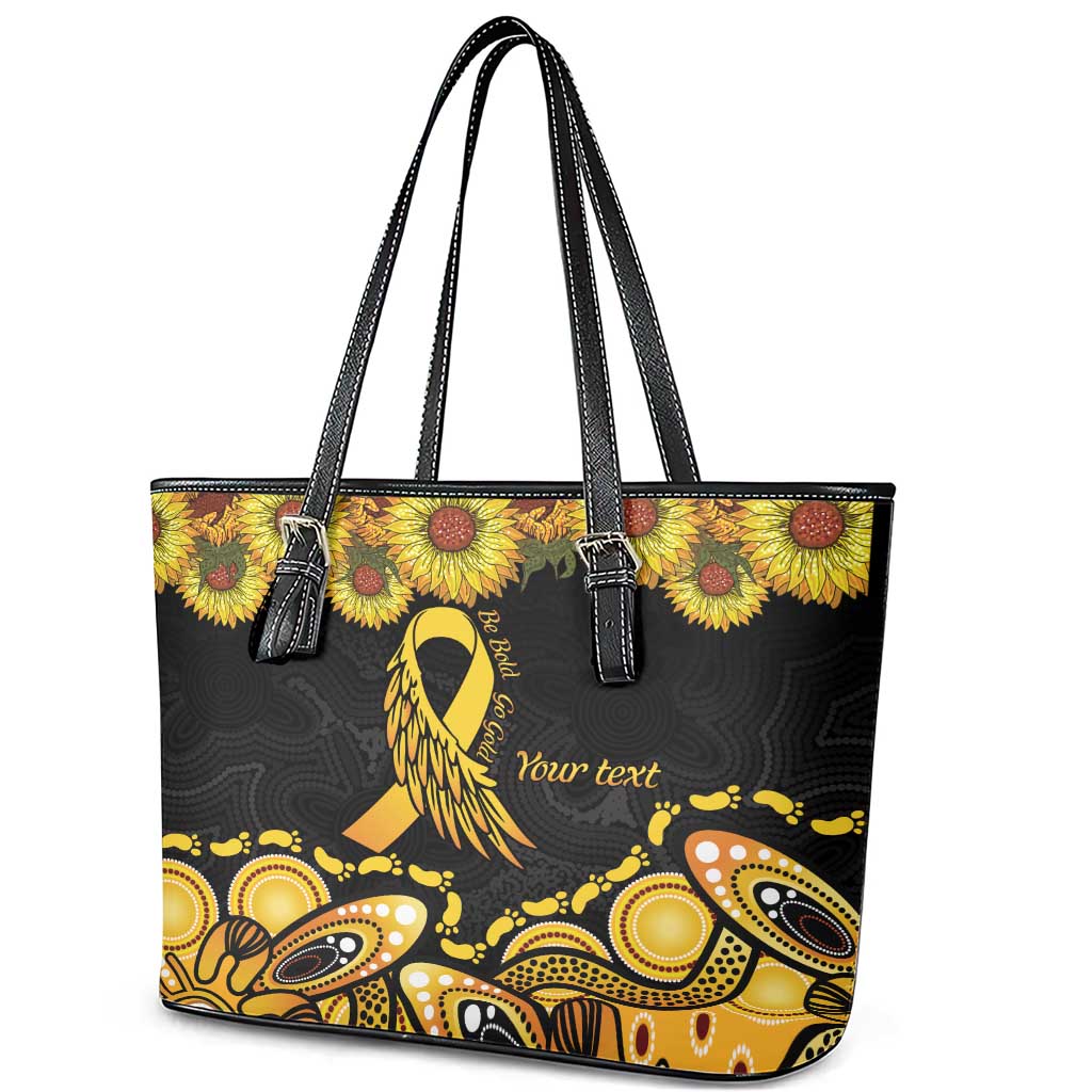 Be Bold Go Gold Aboriginal Ribbon Childhood Personalised Leather Tote Bag