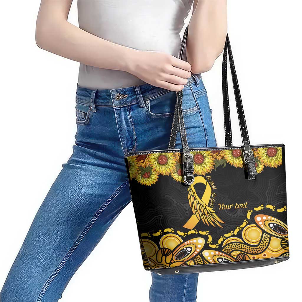 Be Bold Go Gold Aboriginal Ribbon Childhood Personalised Leather Tote Bag