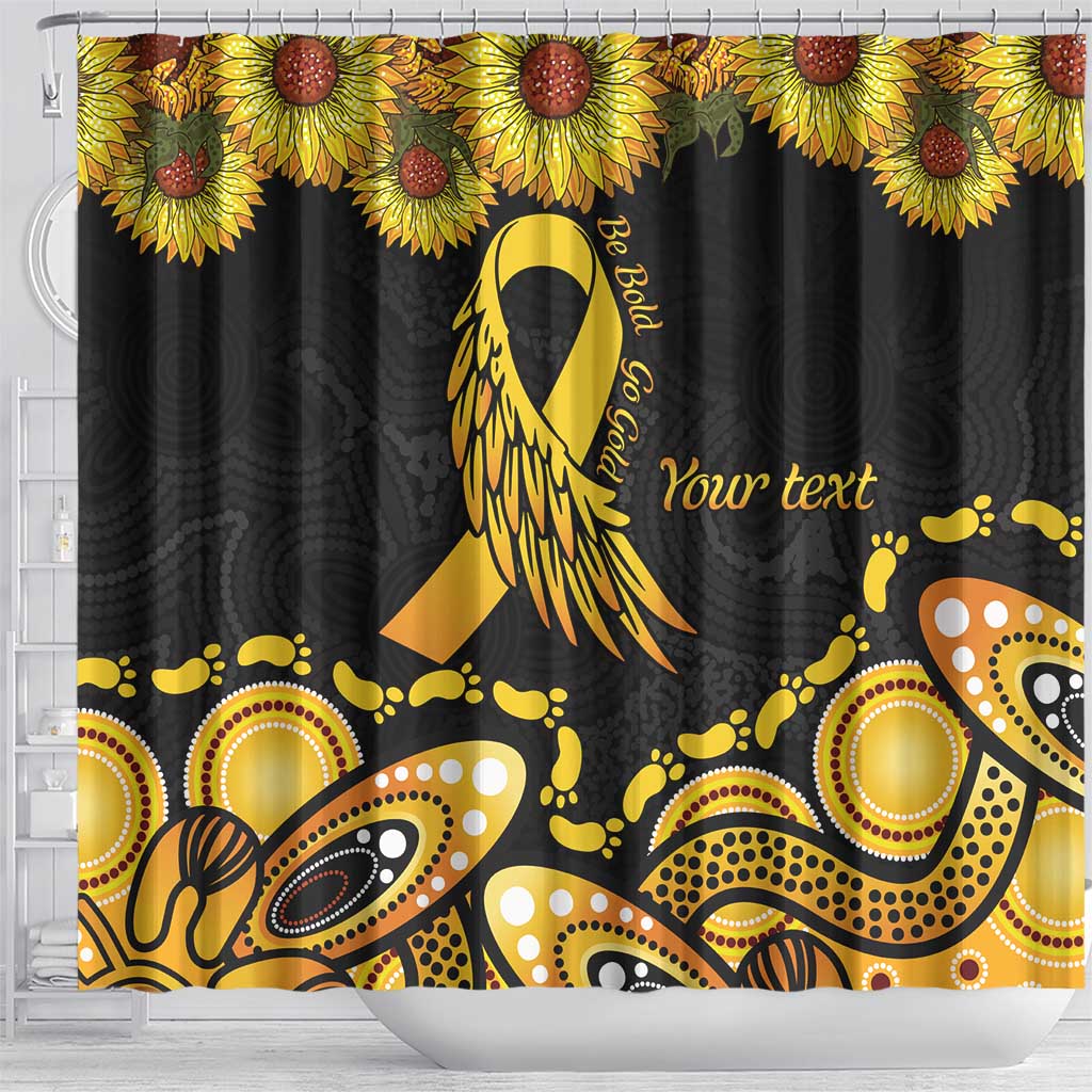 Be Bold Go Gold Aboriginal Ribbon Childhood Personalised Shower Curtain