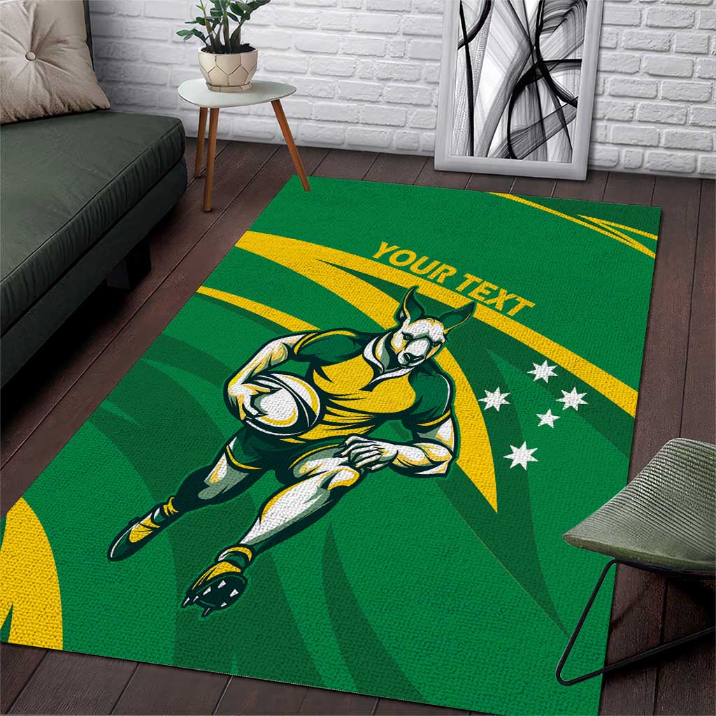 Personalized Australia Rugby Champion Area Rug Wallabies Mascot with Sporty Style