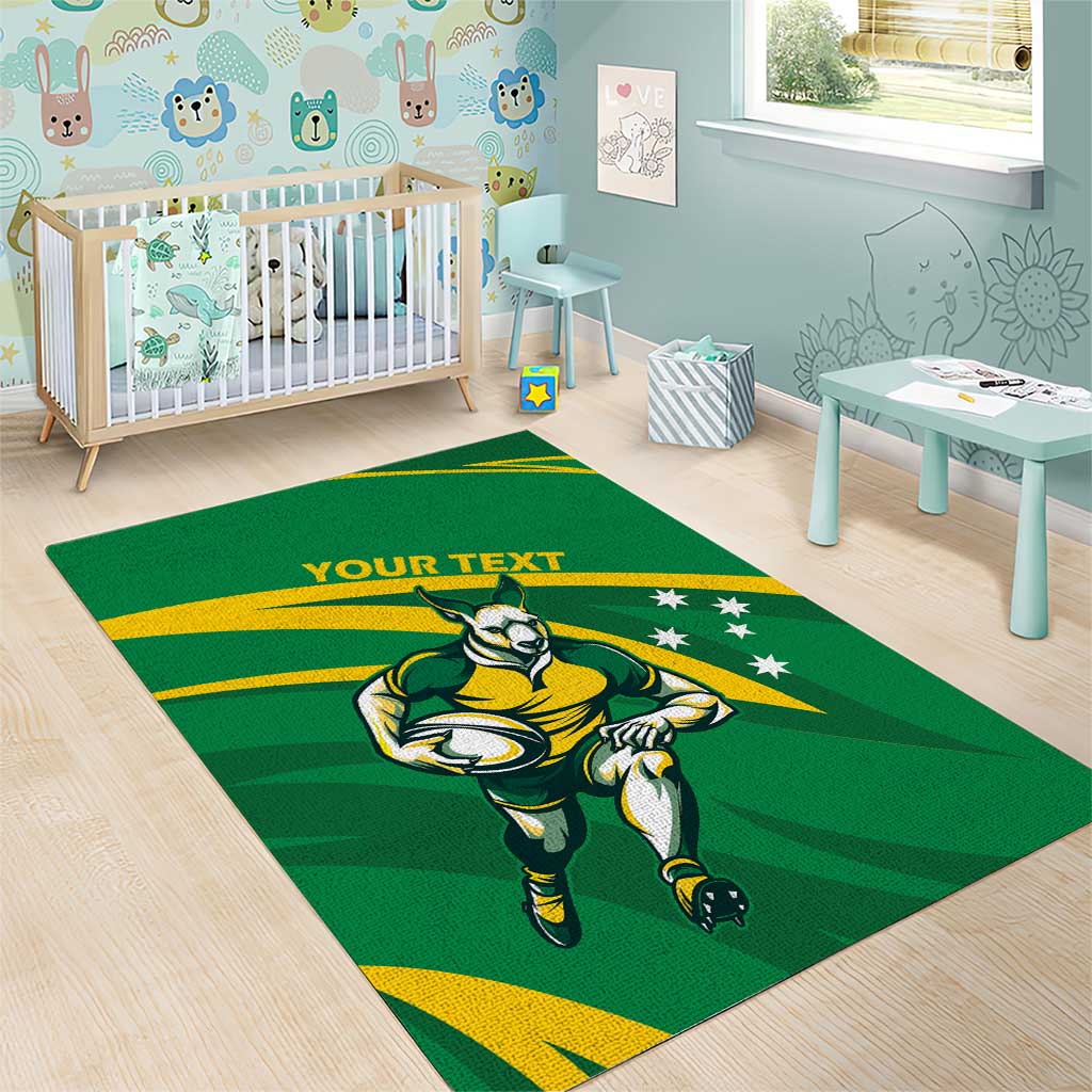 Personalized Australia Rugby Champion Area Rug Wallabies Mascot with Sporty Style