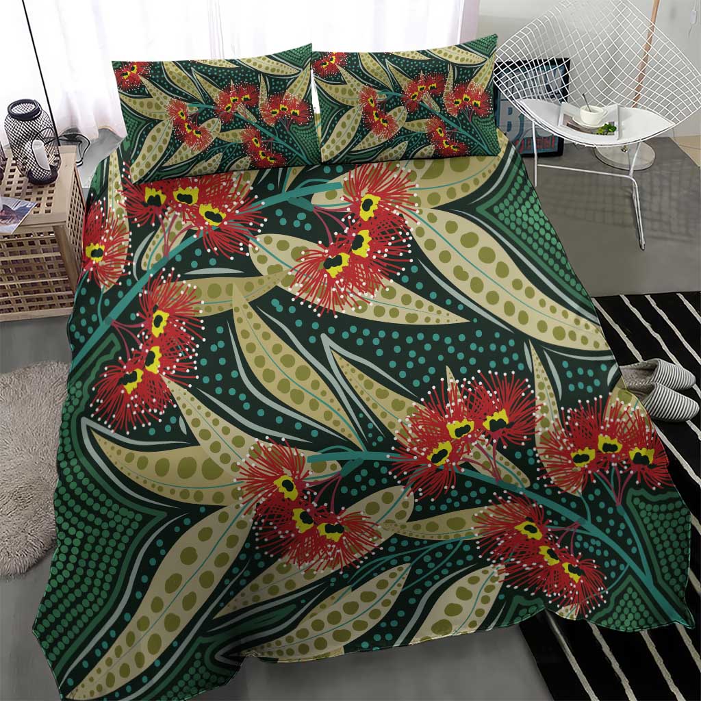 Australian Native Eucalyptus Plant Bedding Set Aboriginal Dot Art