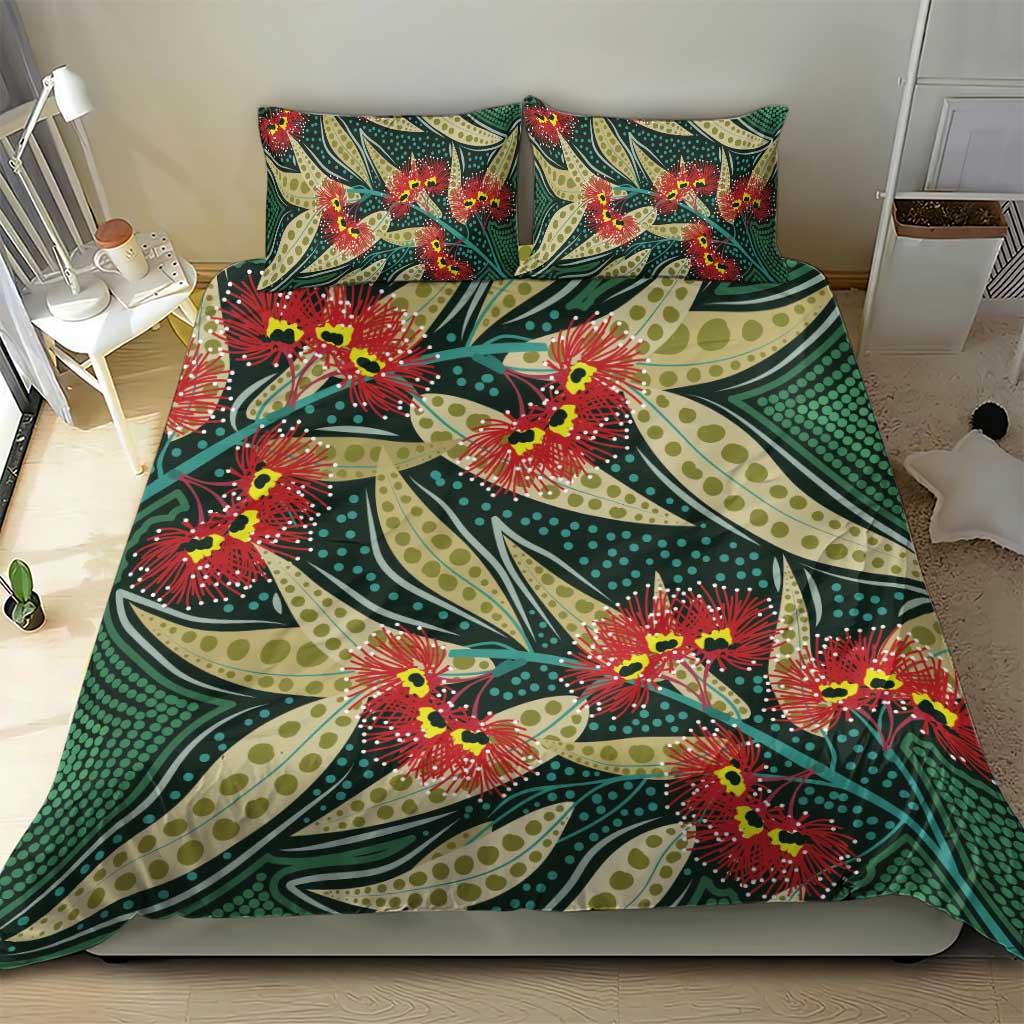 Australian Native Eucalyptus Plant Bedding Set Aboriginal Dot Art