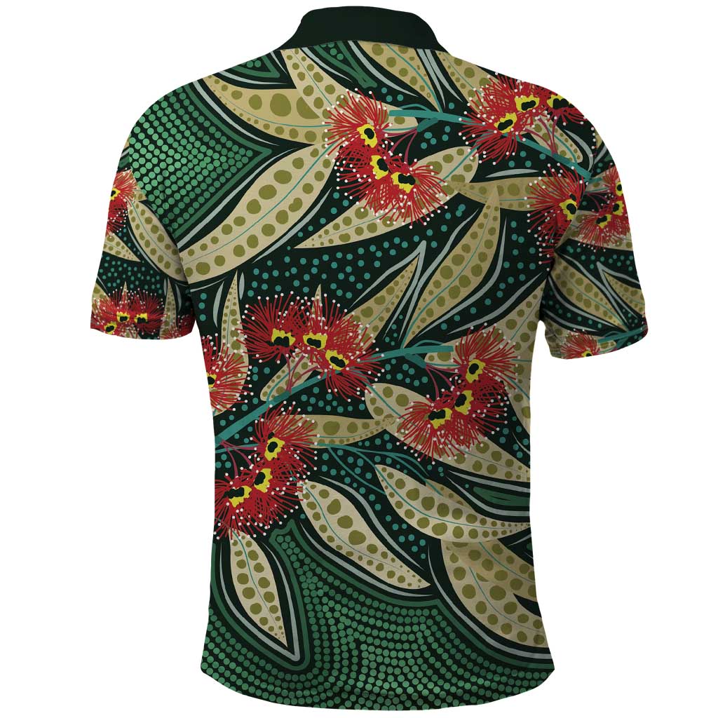 Australian Native Eucalyptus Plant Polo Shirt Aboriginal Dot Art