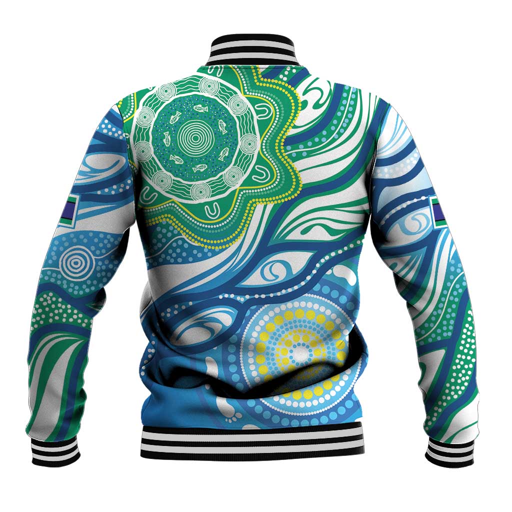 Torres Strait Islander Baseball Jacket Aboriginal Blue Art