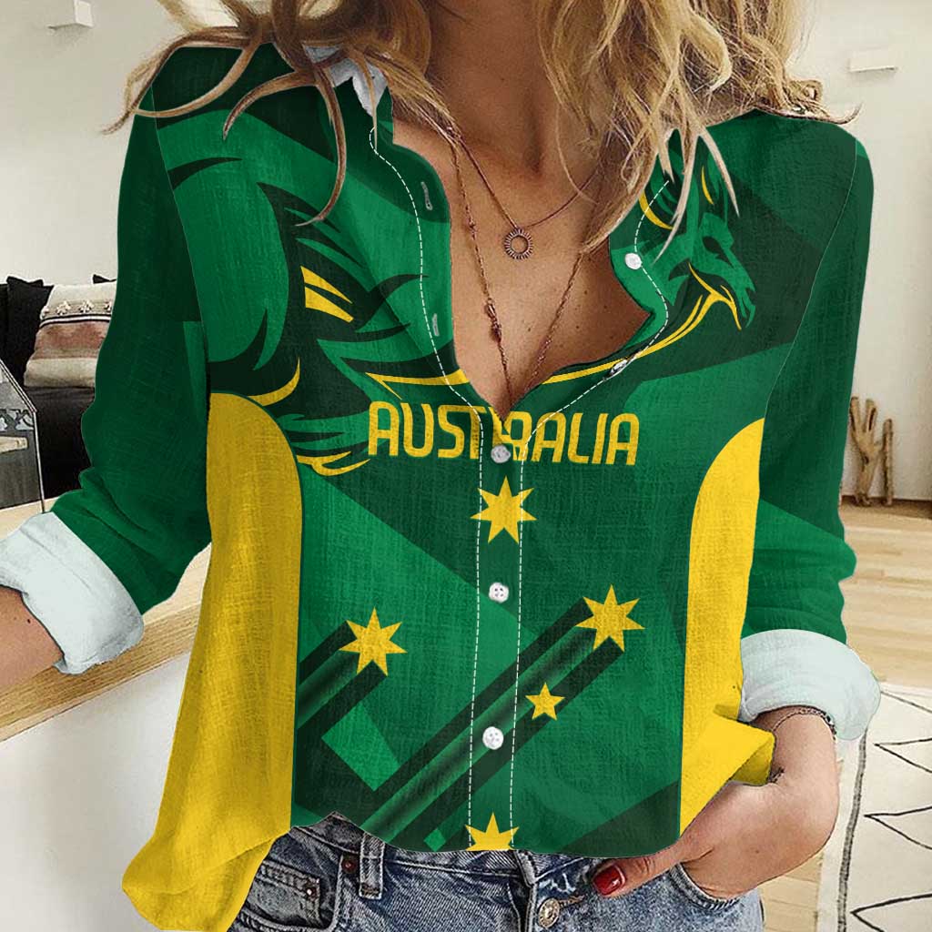 Australia Kangaroo Custom Women Casual Shirt Aussie National Color Sporty Pattern