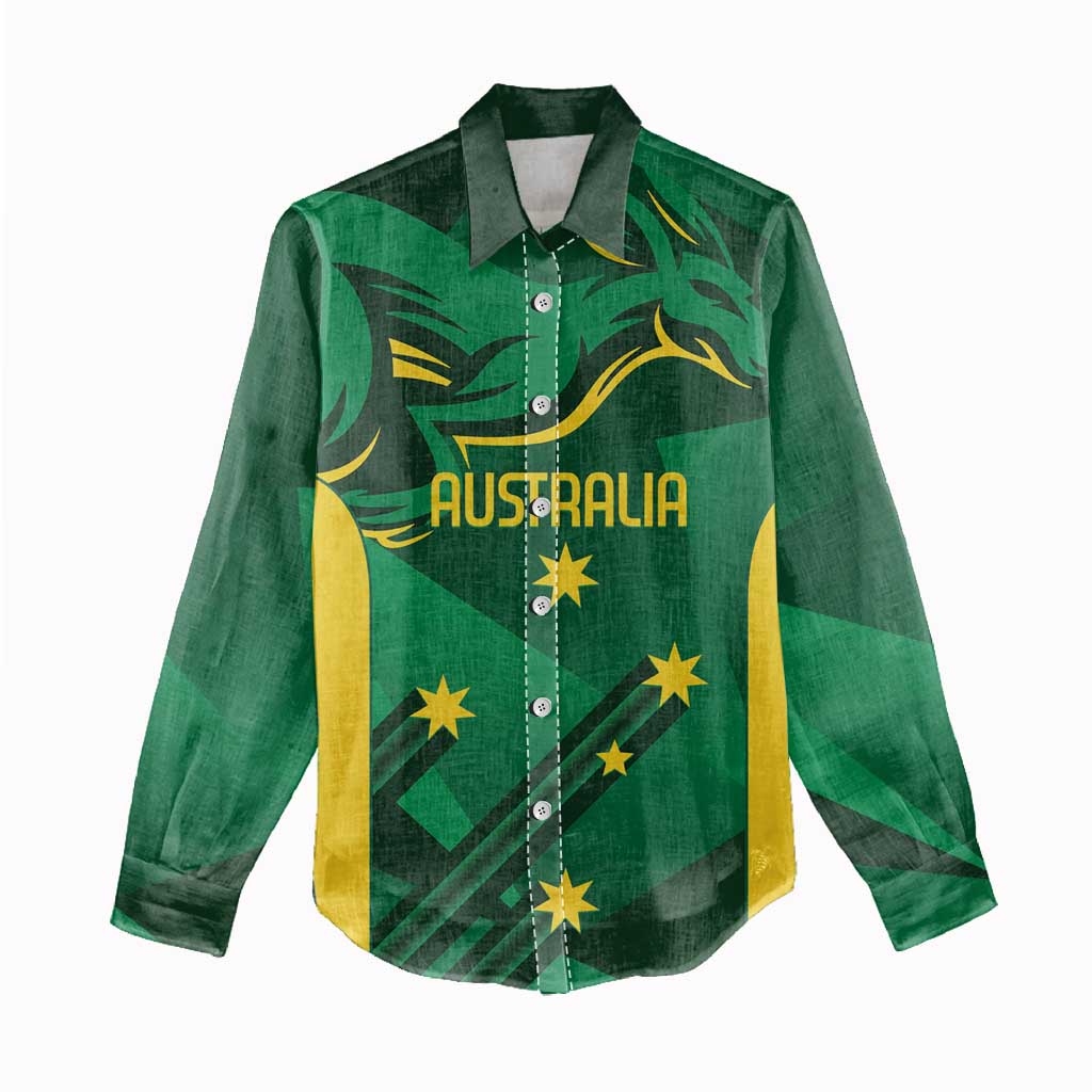 Australia Kangaroo Custom Women Casual Shirt Aussie National Color Sporty Pattern