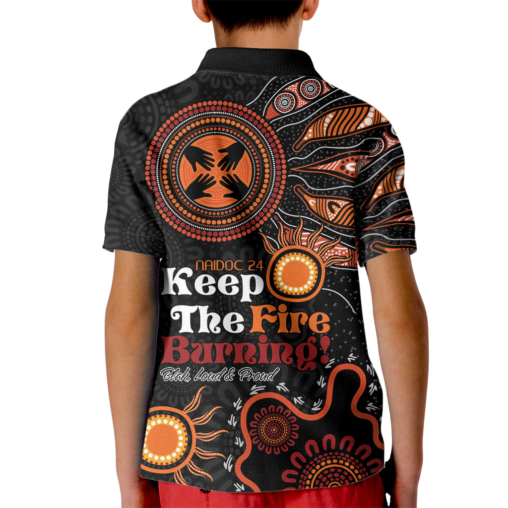 Australia NAIDOC 2024 Kid Polo Shirt Keep the Fire Burning Aboriginal Art